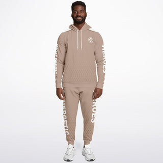 Mens Hoodie & Lettered Jogger - Taupe Stone