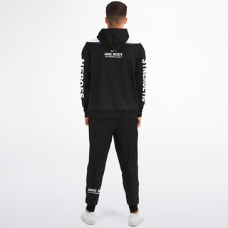 Mens Ziphoodie & Lettered Jogger - Obsidian Black