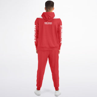 Mens Ziphoodie & Emblem Jogger - Fire Red