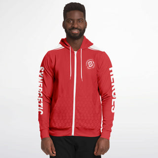 Mens Zip-Up Hoodie - Fire Red
