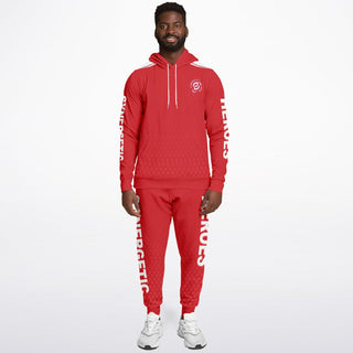 Mens Hoodie & Lettered Jogger - Fire Red