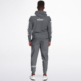 Mens Ziphoodie & Lettered Jogger - Shadow Gray