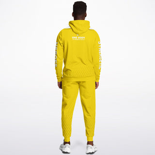 Mens Hoodie & Emblem Jogger - Yellow Sun