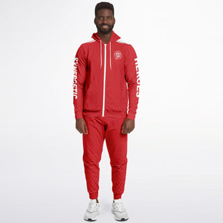 Mens Ziphoodie & Emblem Jogger - Fire Red