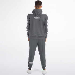 Mens Ziphoodie & Lettered Jogger - Shadow Gray