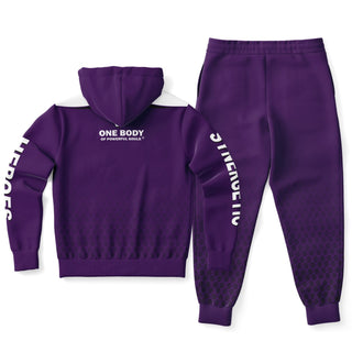 Mens Ziphoodie & Emblem Jogger - Purple Shield