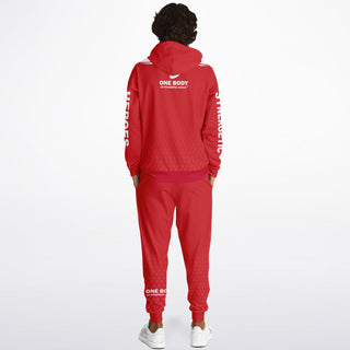 Mens Hoodie & Lettered Jogger - Fire Red