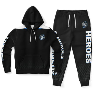 Mens Hoodie & Lettered Jogger - Obsidian Black