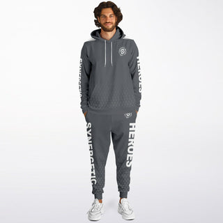 Mens Hoodie & Lettered Jogger - Shadow Gray