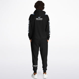 Mens Hoodie & Lettered Jogger - Obsidian Black