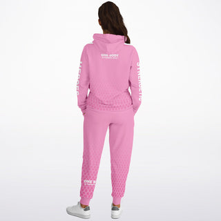 Womens Hoodie & Lettered Jogger - Soft Rose