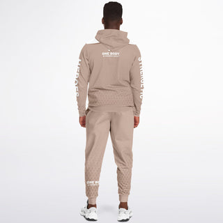 Mens Ziphoodie & Lettered Jogger - Taupe Stone