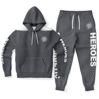 Mens Hoodie & Lettered Jogger - Shadow Gray