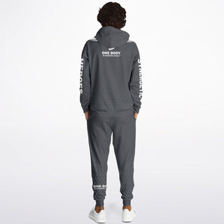 Mens Hoodie & Lettered Jogger - Shadow Gray