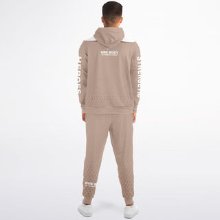 Mens Ziphoodie & Lettered Jogger - Taupe Stone