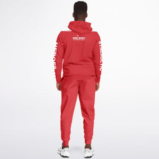 Mens Ziphoodie & Emblem Jogger - Fire Red