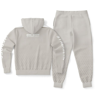 Mens Hoodie & Emblem Jogger - Jade White