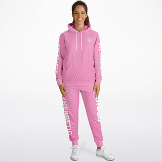 Womens Hoodie & Lettered Jogger - Soft Rose