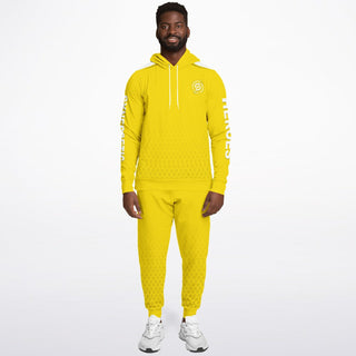 Mens Hoodie & Emblem Jogger - Yellow Sun