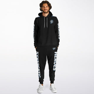 Mens Hoodie & Lettered Jogger - Obsidian Black