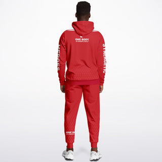 Mens Hoodie & Lettered Jogger - Fire Red