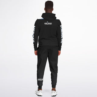 Mens Ziphoodie & Lettered Jogger - Obsidian Black