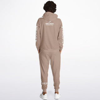 Mens Hoodie & Lettered Jogger - Taupe Stone