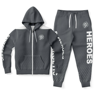 Mens Ziphoodie & Lettered Jogger - Shadow Gray