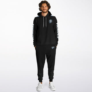 Mens Hoodie & Emblem Jogger - Obsidian Black