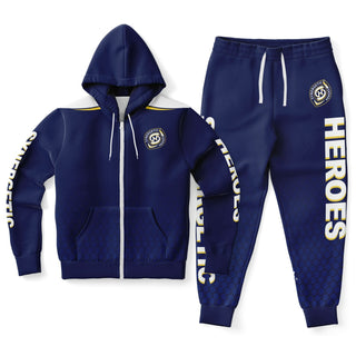 Mens Ziphoodie & Lettered Jogger - Midnight Blue