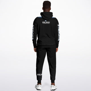 Mens Hoodie & Lettered Jogger - Obsidian Black