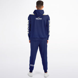 Mens Ziphoodie & Lettered Jogger - Midnight Blue