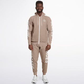 Mens Ziphoodie & Lettered Jogger - Taupe Stone