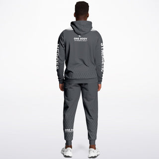 Mens Hoodie & Lettered Jogger - Shadow Gray