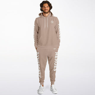 Mens Hoodie & Lettered Jogger - Taupe Stone
