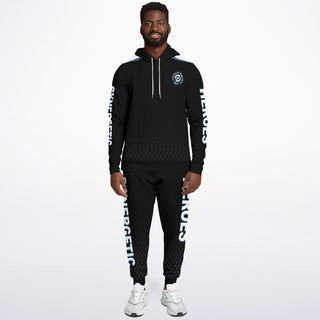 Mens Hoodie & Lettered Jogger - Obsidian Black