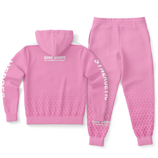 Womens Hoodie & Lettered Jogger - Soft Rose