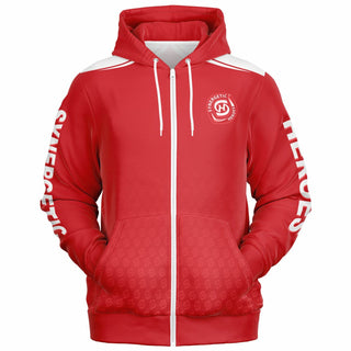 Womens Zip-Up Hoodie - Fire Red