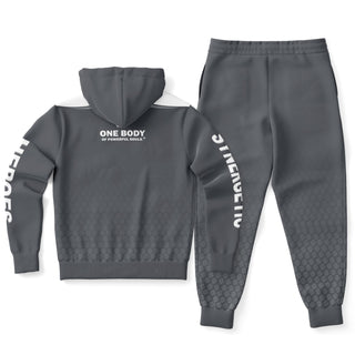 Womens Ziphoodie & Emblem Jogger - Shadow Gray