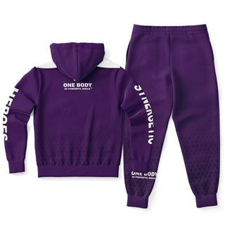 Womens Ziphoodie & Lettered Jogger - Purple Shield