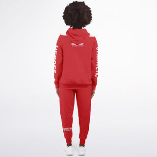 Womens Ziphoodie & Lettered Jogger - Fire Red