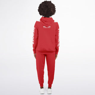Womens Ziphoodie & Emblem Jogger - Fire Red