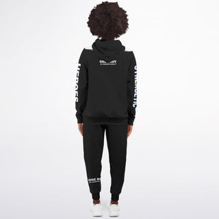 Womens Ziphoodie & Lettered Jogger - Obsidian Black