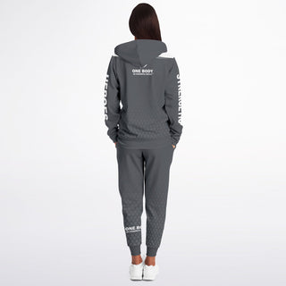 Womens Ziphoodie & Lettered Jogger - Shadow Gray