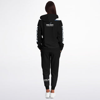 Womens Ziphoodie & Lettered Jogger - Obsidian Black