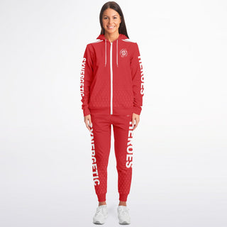 Womens Lettered Ziphoodie & Jogger - Fire Red - Synergetic Heroes