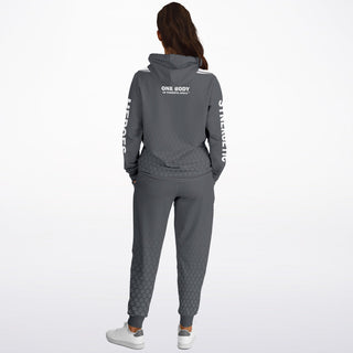 Womens Hoodie & Lettered Jogger - Shadow Gray