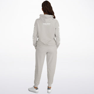 Womens Hoodie & Lettered Jogger - Jade White