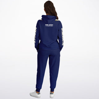 Womens Hoodie & Lettered Jogger - Midnight Blue