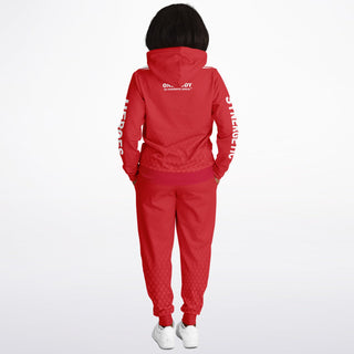 Womens Hoodie & Emblem Jogger - Fire Red